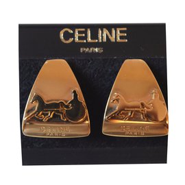 Céline-Vintage Céline clip-on earrings-Golden
