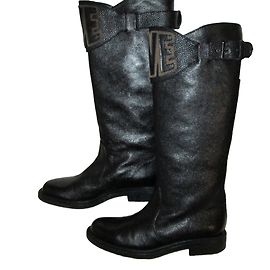 Love Moschino Black Leather Boots Black