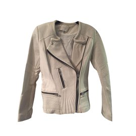 Iro Leather Biker Jacket Eggshell Eggshell