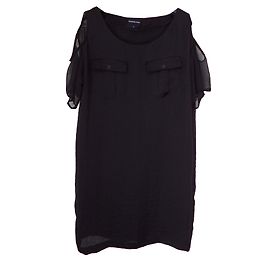 American Retro Black Short Dress Polyester Black
