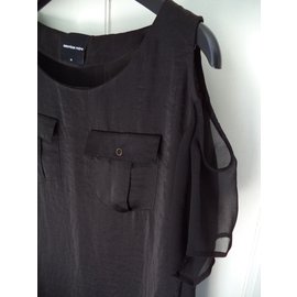 American Retro-Robe courte / tunique manches courtes-Noir