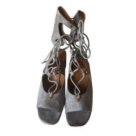 Chloé Gladiator Sandalen Grau Wildleder Grau