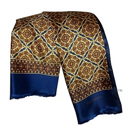 Yves Saint Laurent SCIARPA DI SETA FIRMA D'AUTORE Marrone Blu