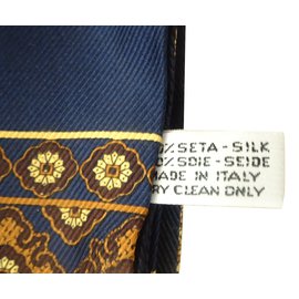 Yves Saint Laurent-RARE  SIGNATURE SILK SCARF-Brown,Blue