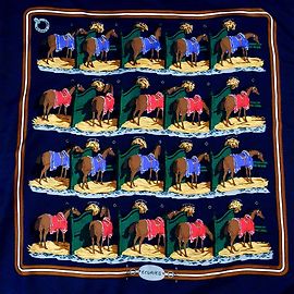 Hermès Lenço "les Ecuries" Azul marinho