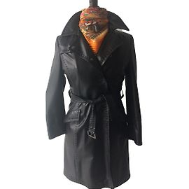 Sylvie Schimmel Black Nappa Leather Trench Coat Black