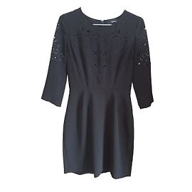 Robe noire The Kooples avec découpes et manches 3/4 Noir