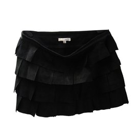 Ba&Sh Black Leather Suede Skirt Size 2 Black