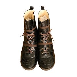 Charles Jourdan CJBis Sneaker aus schwarzem Leder Schwarz Beige