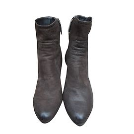 Bottines Prada en cuir marron foncé Marron foncé