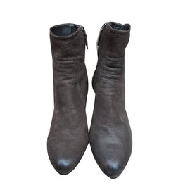 Prada Leather Ankle Boots Dark Brown Dark brown