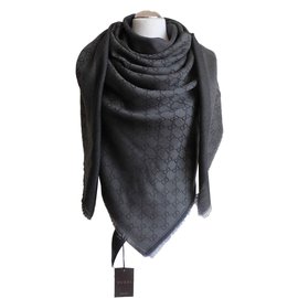 Gucci-Gucci  ggweb new  stola panno scarf  new darkgrey-Dark grey