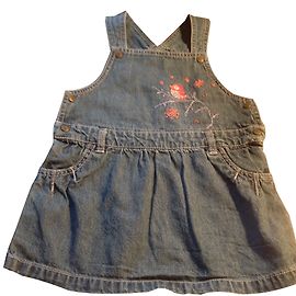 Autre Marque Vestido jeans Kitchoun com bordado de pássaro 12 meses Azul