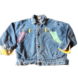 Autre Marque Boys Denim Jacket Blue Multi Color Inserts Size 5 Years Blue