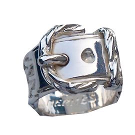 Hermès Bague boucle sellier ciselée Argenté