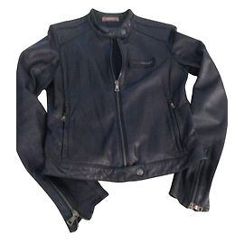 Prada Lamb Leather Jacket Navy Blue Size 36 Navy blue