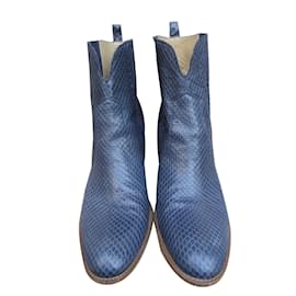 Bottines Sartore en Python Bleu Bleu