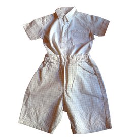 Autre Marque Ensemble 2 pièces Grain de Ble garçon blanc coton 9 mois Blanc