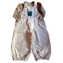 Autre Marque Conjunto de Camiseta y Peto de Algodón Beige 18 Meses Beige