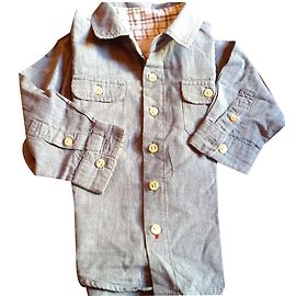 Camisa Cyrillus de algodão azul para menino 18 meses Azul