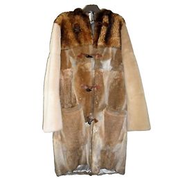 Maison martin margiela men's hat fur coat new Brown