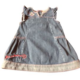 Autre Marque Robe en jean bleu marine avec broderies Bleu Marine