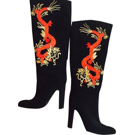 Patrick Cox Botas Negro Roja Dorado