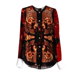 Givenchy Broque and Fire Seidenhemd rot Rot