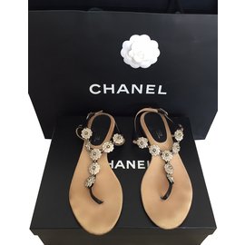 Chanel-Sandals-Black,Silvery