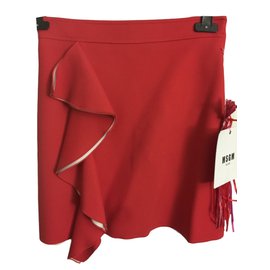 Msgm Red Skirt Red