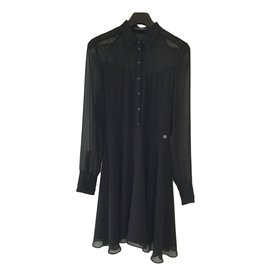 Guess Kleid Schwarz mit Spitze Schwarz