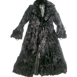 Autre Marque Ines and Marshal Lambskin Fur Coat Black Black