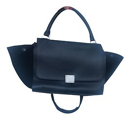 Borsa a mano Céline Trapezio in pelle nera Nero