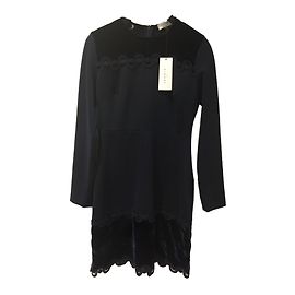 Robe Sandro Bleu Marine en Velours Bleu Marine
