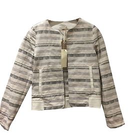 Giacca a righe Sessun in cotone nero e crema XS Nero Crudo