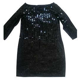Maje Kurzes Kleid mit schwarzen Pailletten Schwarz