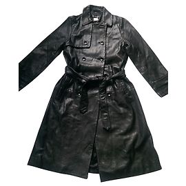 Claudie Pierlot Black Leather Trench Coat Black