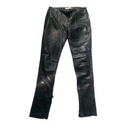 Sandro Black Lambskin Pants Black