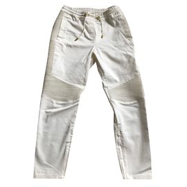 Balmain-Pantaloni, ghette-Bianco sporco