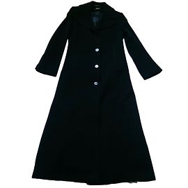 DKNY Black Wool and Cashmere Long Coat Black