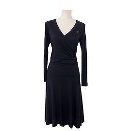 Trussardi Black Navy Blue Wool Rayon Dress Black Navy blue