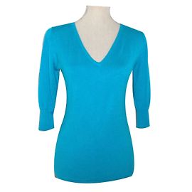 Autre Marque Nathalie Garçon Türkisfarbener Strickpullover Viscose 38FR Blau