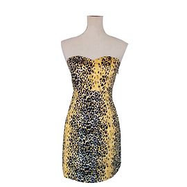 Guess Kleid Schwarz Gelb Leopardenprint