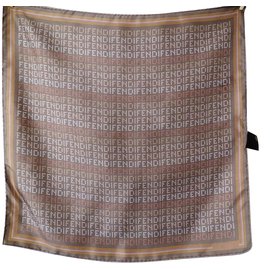 Fendi-Silk scarf-Taupe