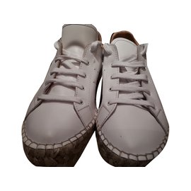 Autre Marque Baskets en cuir blanc semelle corde Blanc