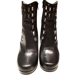 Free Lance Black Leather Ankle Boots Black