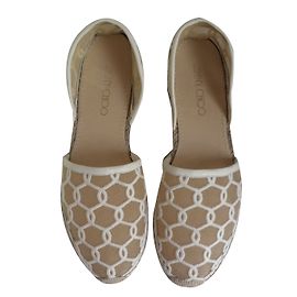 Jimmy Choo Espadrilles White Beige Cream Sand Cream Eggshell