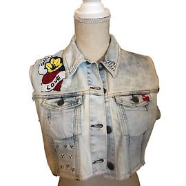 Guess denim short sleeve jacket blue cotton size M Blue
