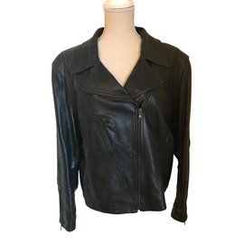 Autre Marque DKS Black Leather Biker Jacket Black