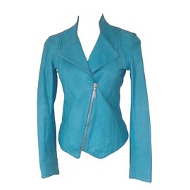 Autre Marque CTRL YOU Lederjacke Türkis Blau